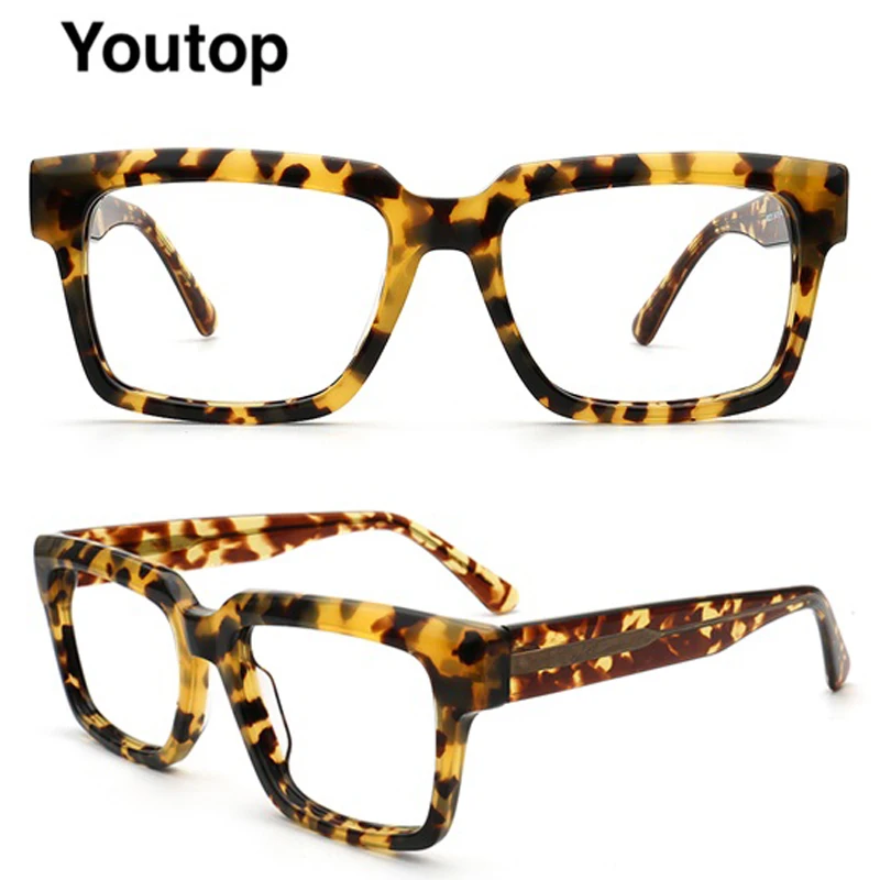 

Trendy Men Acetate Eyeglasses Frames Oversize Square Optical Glasses Luxury Myopia Prescription Eyewear Transparent Spectacles