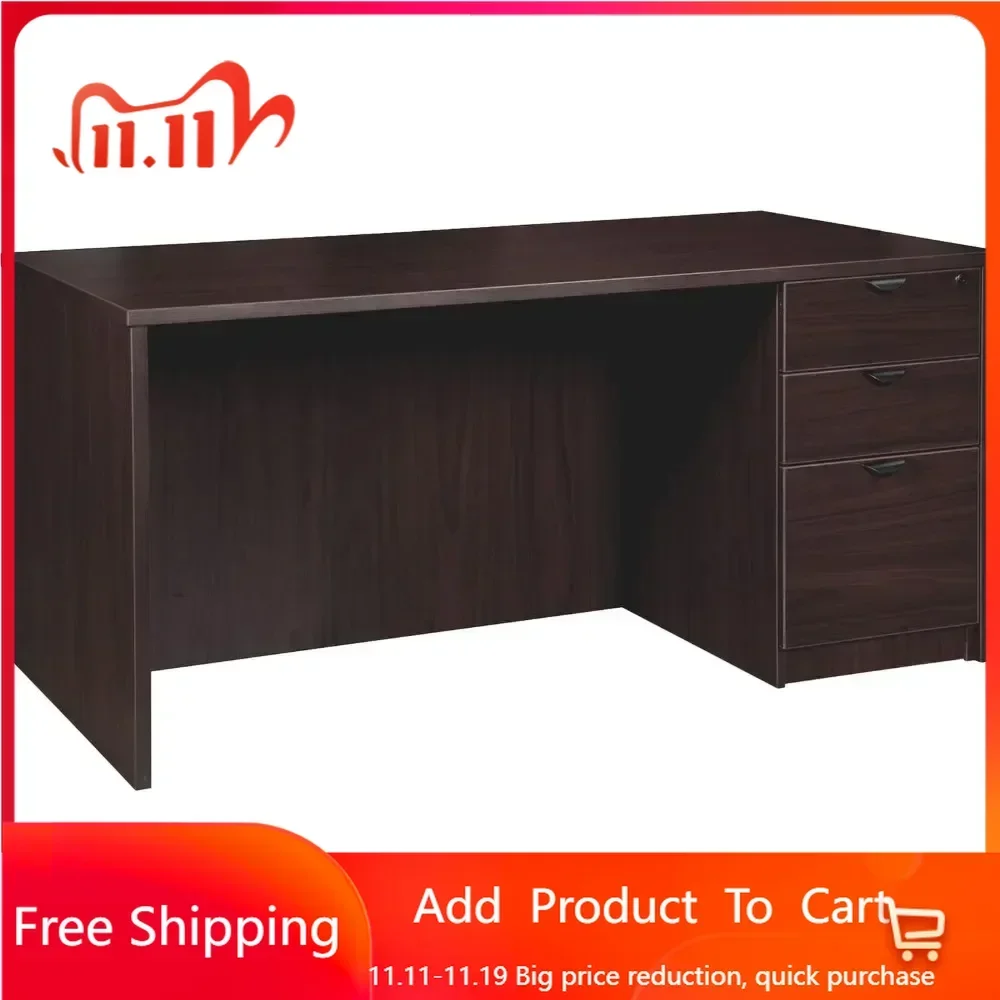 Espresso Laminate Box/File Right-Pedestal Desk - 3-Drawer