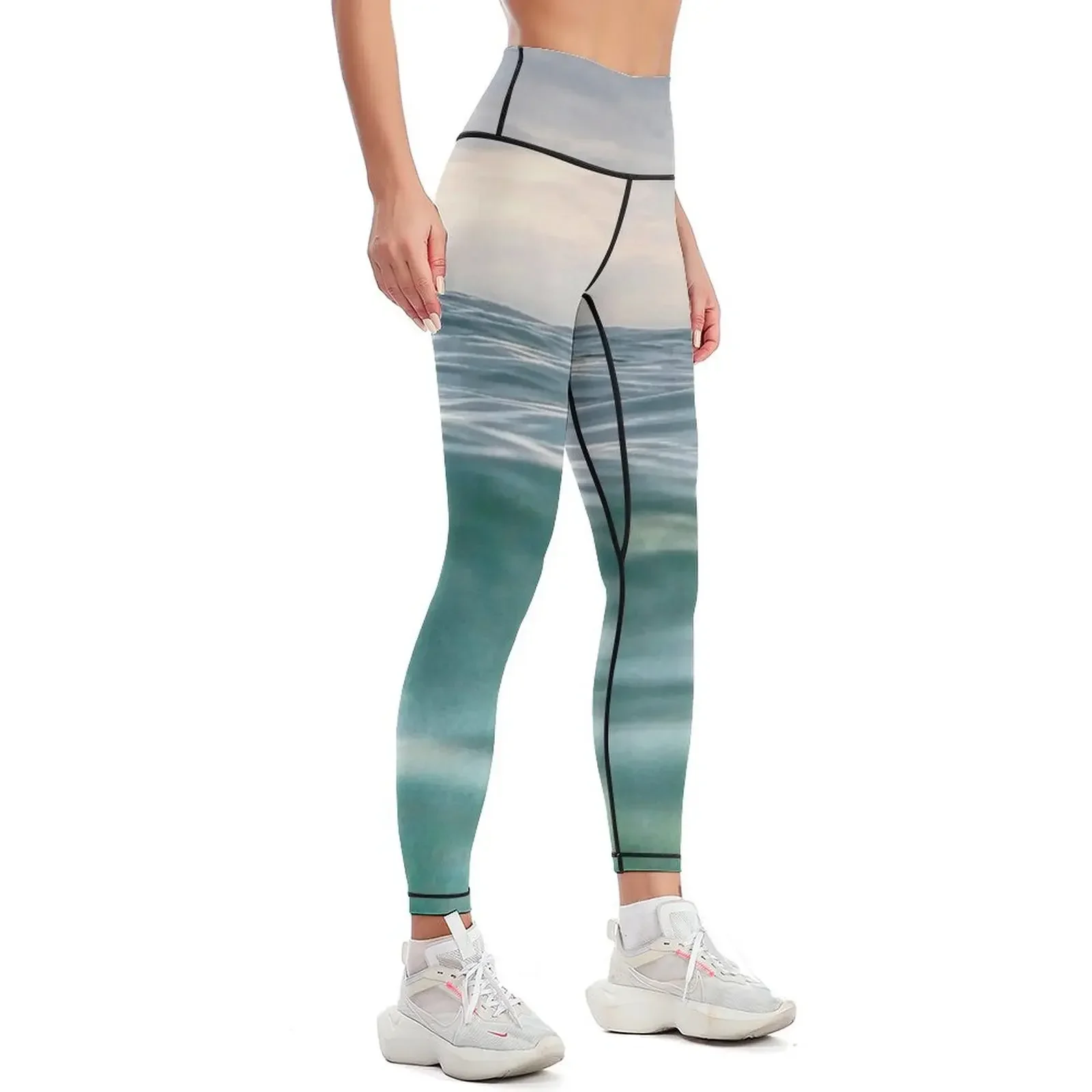 Soft and dreamy nature, magical ocean sea picture of water in nature.Caroline Laursen original Leggings