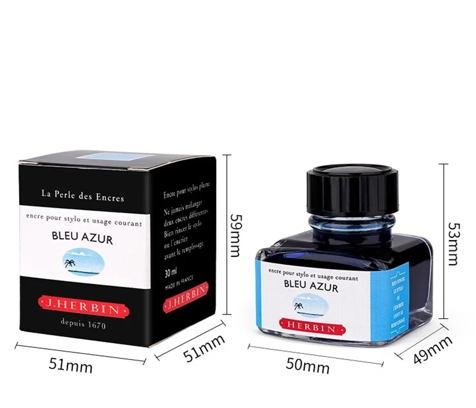 

France J.Herbin D Series Color Ink 30ml Glass Bottle Fountain Pen Ink Vegetable Dye Non-Clogging Writing InkDip Pen Drawing Ink