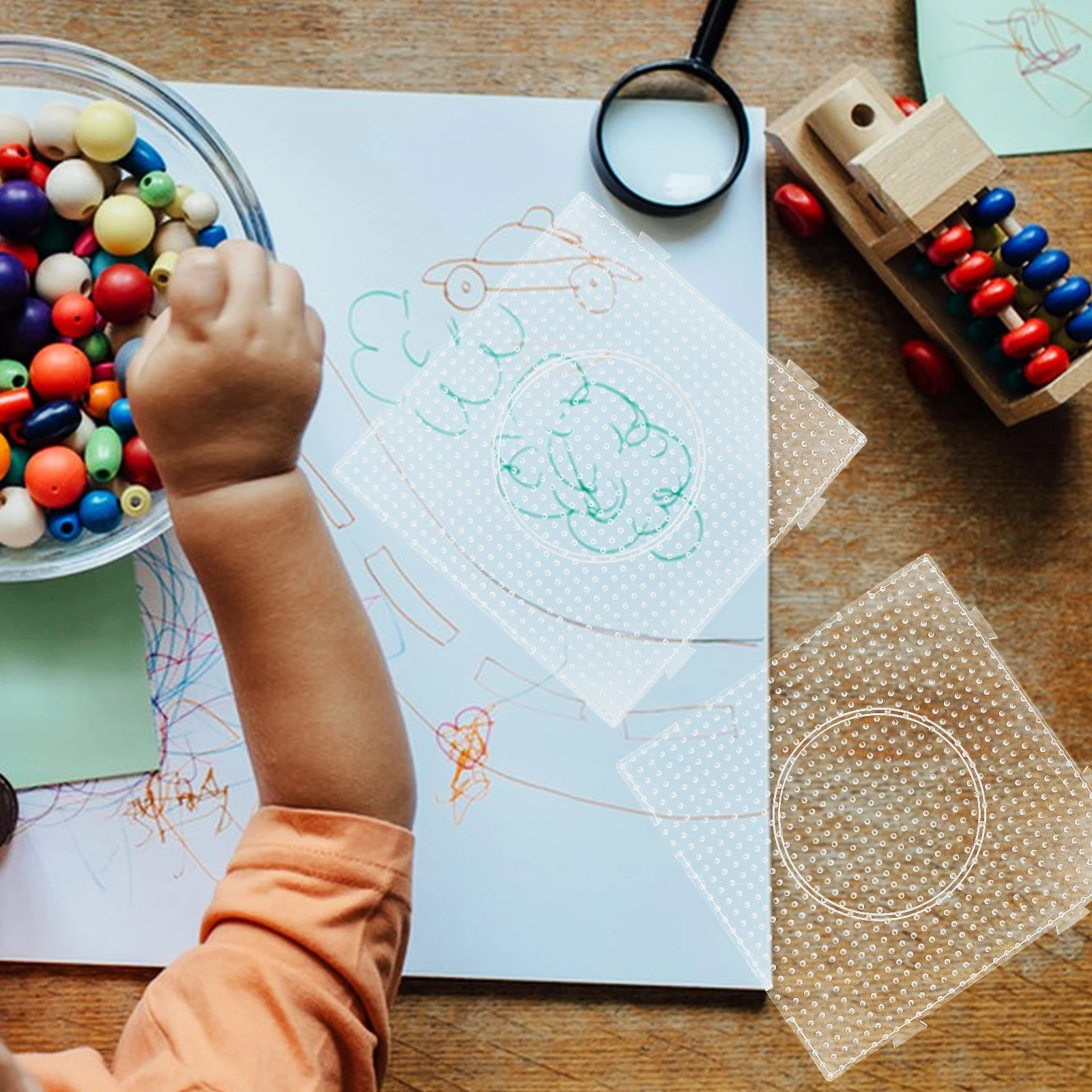 

4 шт. большие квадратные прозрачные акриловые бусины с предохранителями, пегборды, сменные доски для бисера для поделок своими руками, детские обучающие инструменты, искусство