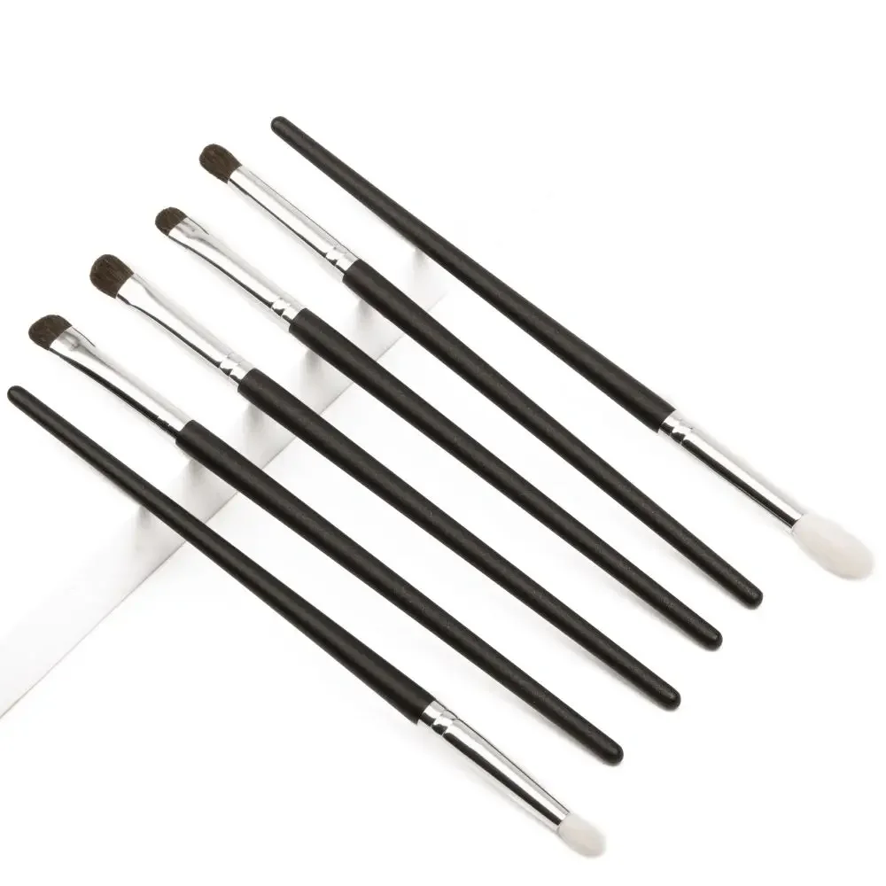 SHINEDO-Tapered Crease Blending Cabra Cavalo Cabelo Kit Cosmético, lápis macio, angular, Kit de Sombra Plana, Smudge Makeup Brushes, Pro, 6 pcs