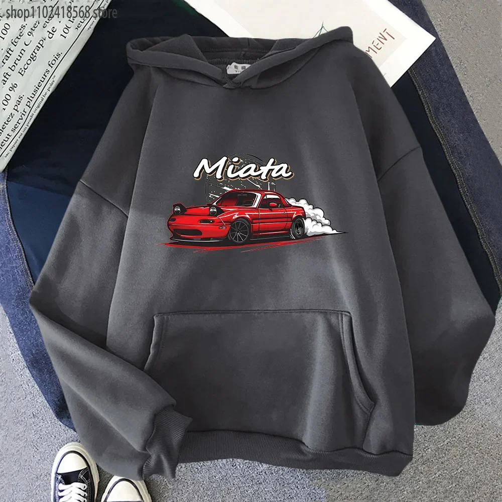 MX5 Initial D Men Hoodies Drift Jdm Sweatshirt Anime Mazda Print Car Miata Streetwear Men Unisex Automobile Culture Women Hoody