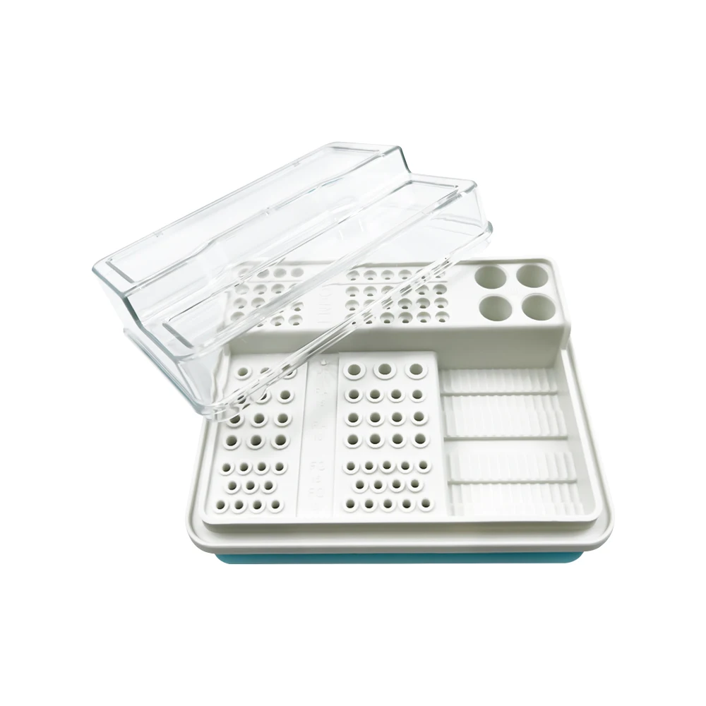 96 Holes Plastic Endo Box Dental Organization For Burs Files Dental Bur Holder Polisher Disinfection Box Case Sterilization Tray