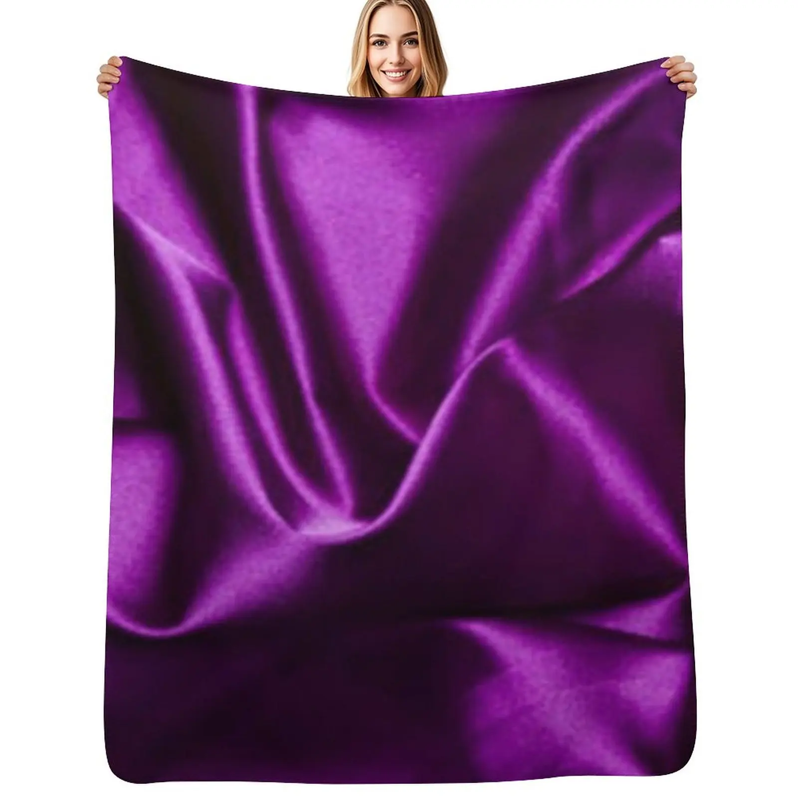 

Purple Satin Throw Blanket Cute Plaid Warm Flannel Fabric Winter beds Blankets