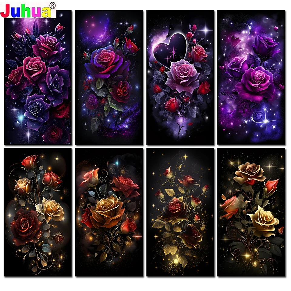 

Jewelry cross stitch dreamy and luminous rose DIY diamond painting New 2024 Full Diamond Mosaic Embroidery Flowers Home Decor