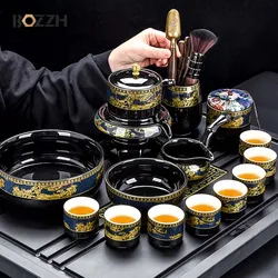 BOZZH 8 Pcs Household Ceramics Tea Pot Set Chinese Classical Ceramic Bone Teaset Gaiwan Porcelain Kung Fu Teapot Set For Gift