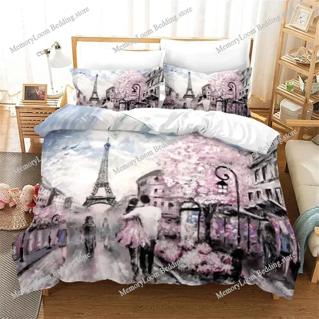 Eiffel Tower Bedding Duvet Cover Set 3d Digital Printing Bed Linen Fashion Design Comforter Cover Bedding Sets  Bed Set