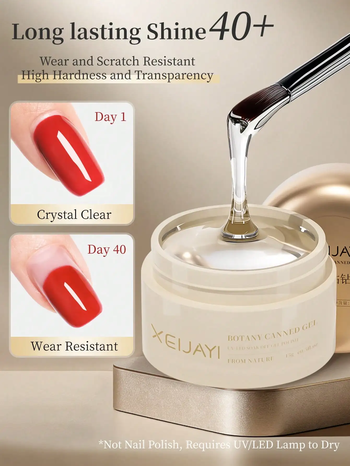 XEIJAYI 15g Nail Care Functional Gel, Diamond Sealing Gel, Scratch Resistant, Wear-Resistant, Durable, Bright, Canned Gel Nail