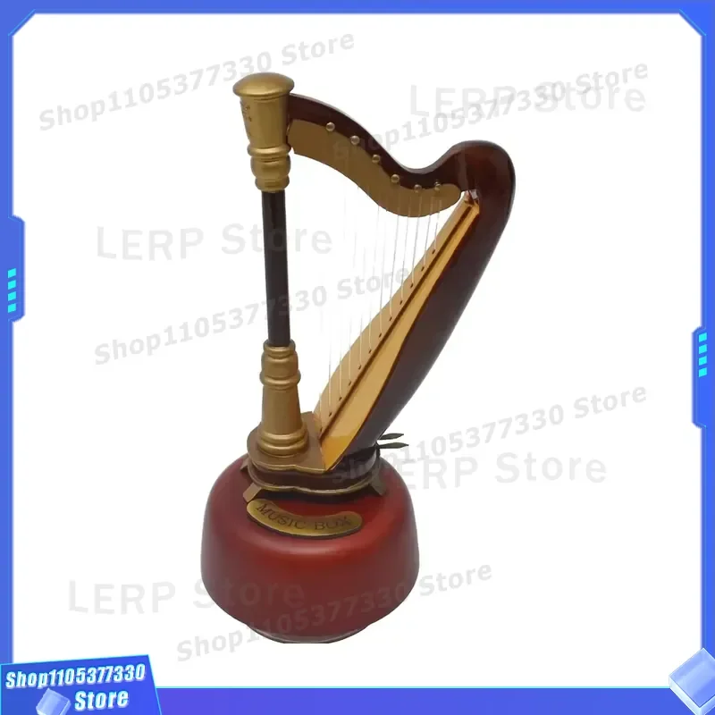 Creative Lyre Shaped Gift Box 360 Degree Manual Rotating Display Stand Unique Musical Instrument Decoration for Home Office
