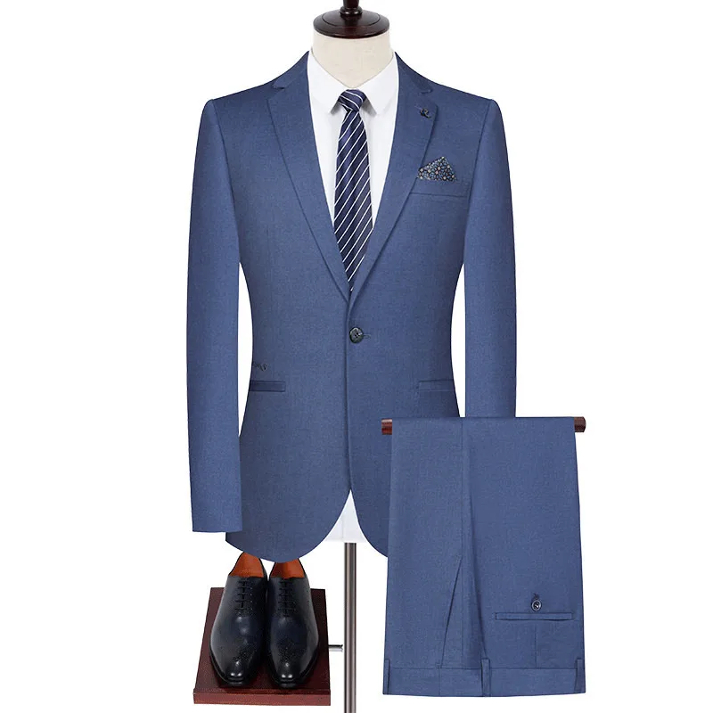 

(153) Customized Men's Korean Style Slim Fit Mid-slit Business Casual Suit