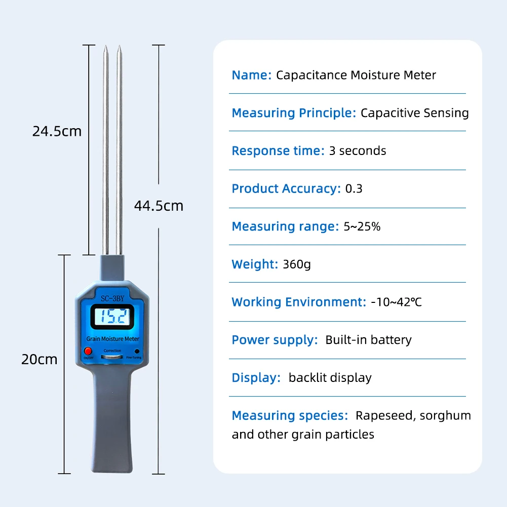 Digital Grain Moisture Meter Humidity Tester Moisture Testing Tool Measurable for 18 type Grains for Wheat Paddy Corn Rice