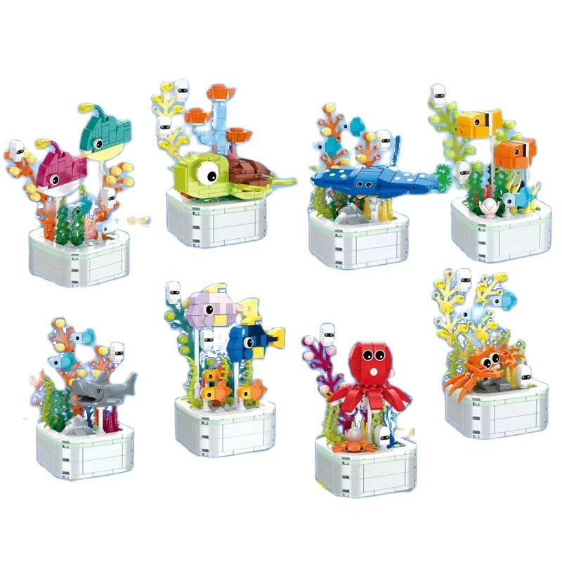 1pcs Cute Forest Animal Building Blocks More Types Bird Insect Marine life Bricks Zoo Toys For Children Tabletop Decoration Gift