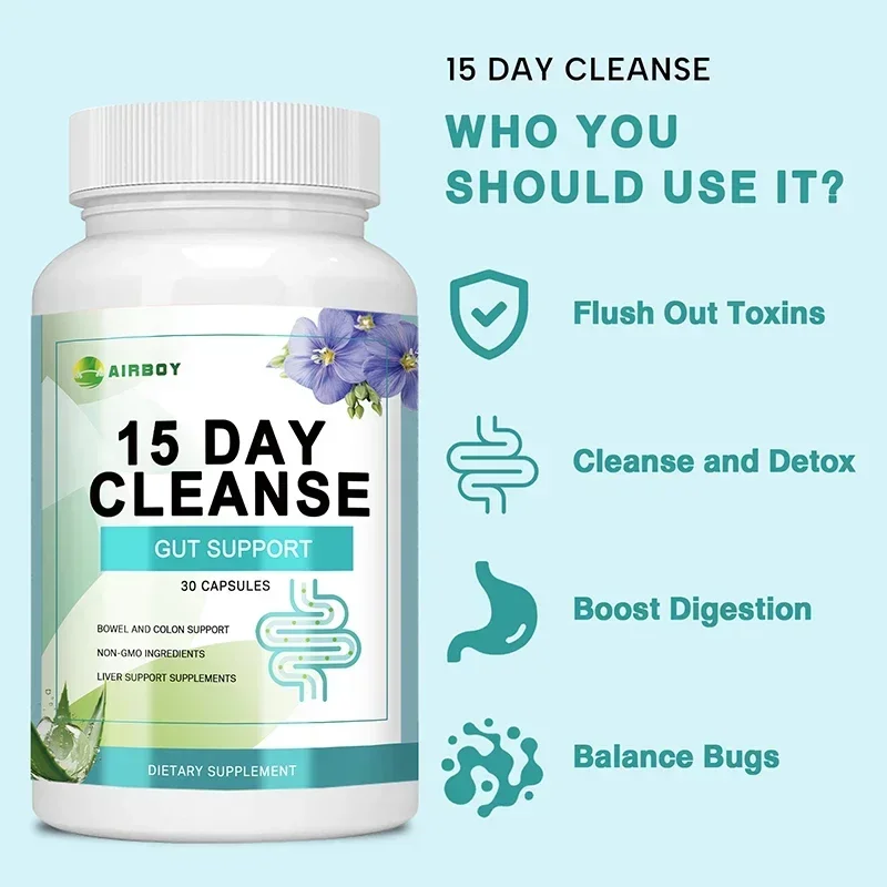 Gut and Colon Support 15-day Cleanse and Detox To Reduce Abdominal Pain, Bloating, Constipation and Aid Gut Health