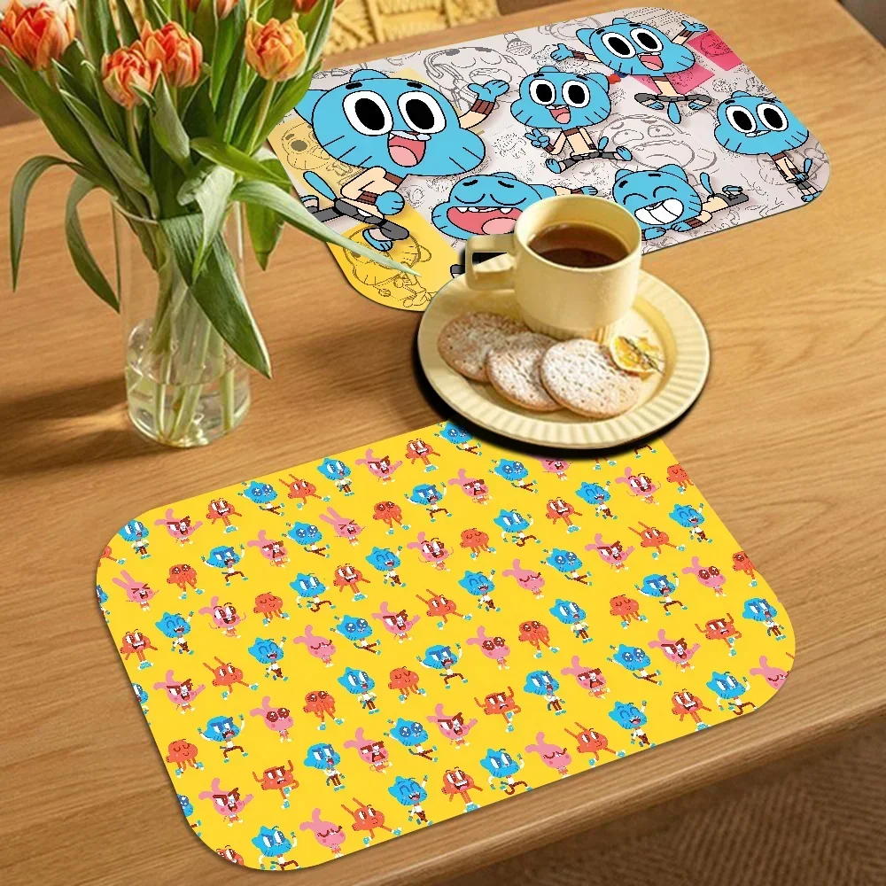 The-Amazing World G-Gumball Printed Dish Drying Mat Super Absorbent Coffee Drain Pad Tableware Quick Dry Rug Kitchen Placemat