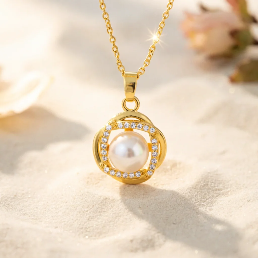 

JY ZuBo Rose Flower Pearl Pendant Necklace Women‘s Jewelry Full of Love for Birthdays Valentine's Day Anniversaries Engagement
