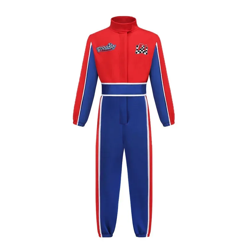 

Kids Boys Halloween Race Car Driver Cosplay red Racer Uniform Children`s Racing Driver Costume Fancy Dress Masquerade Costume