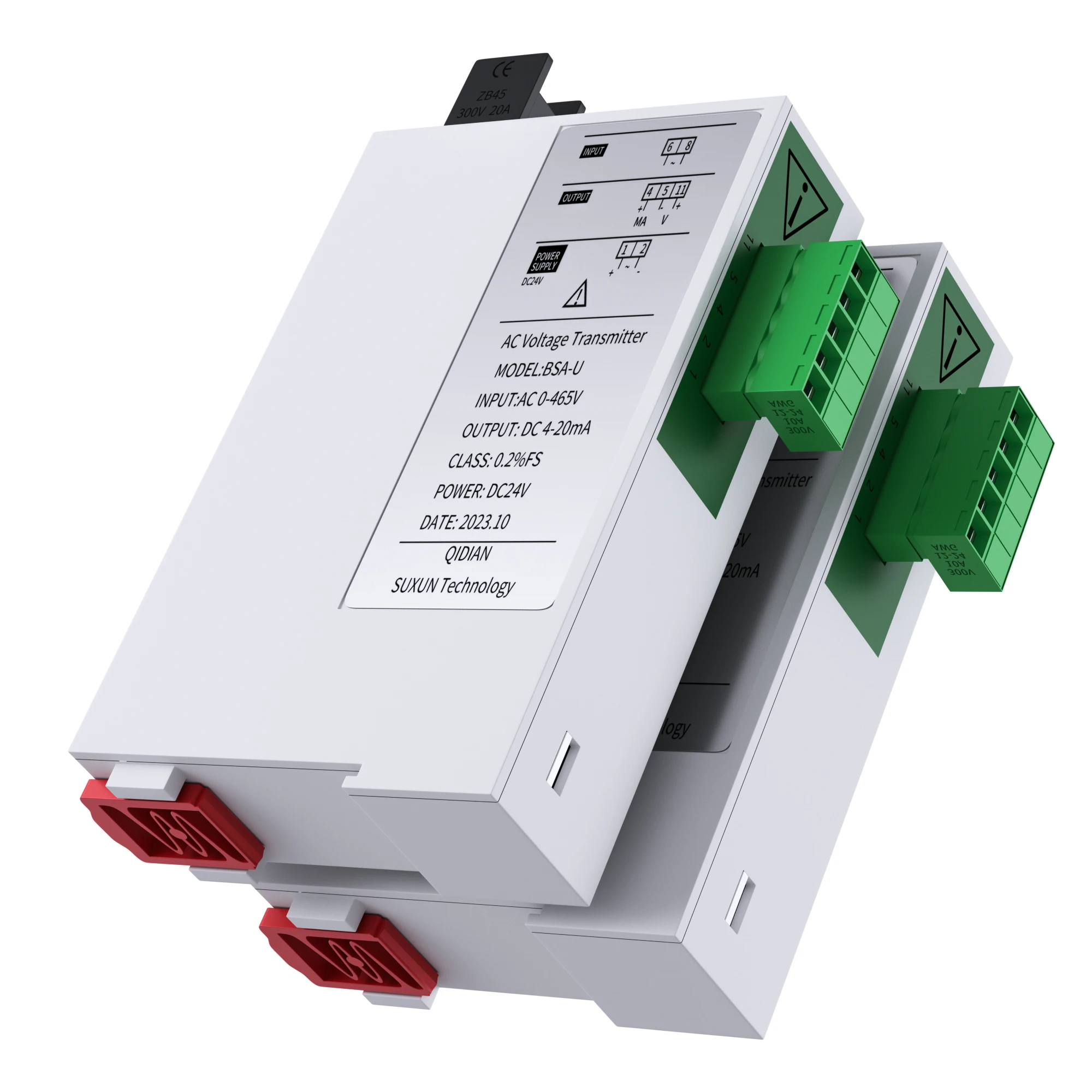 High Accuracy AC 0-465V 0-600V Input 35mm DIN Rail Voltage Transmitter 4-20mA 0-20mA RS485 1-5V 0-10V 0-5V AC Voltage Sensor