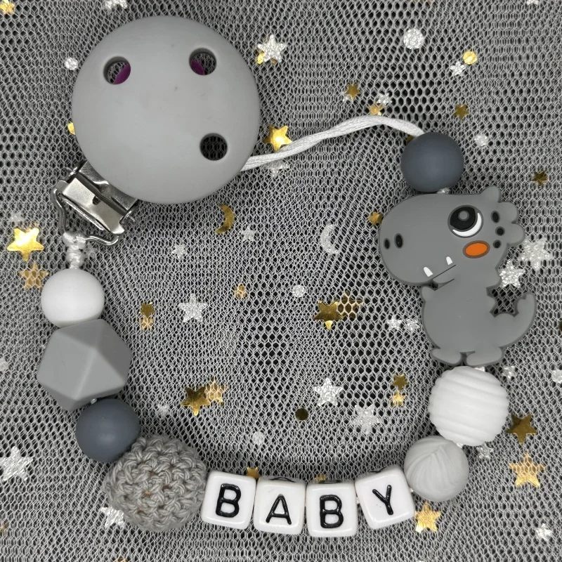 Free Personalised BPA Free Silicone Baad Dummy DIY Silicone Baby Pacifier Custom Clip Name Colorful Pacifier Chain Teething Gift