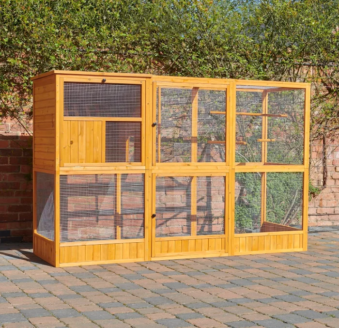 df-Large Luxury Wooden Bird Aviary & Cage with Top Access for Cockatoo Parrot Lovebird & Finch-Outdoor Use~