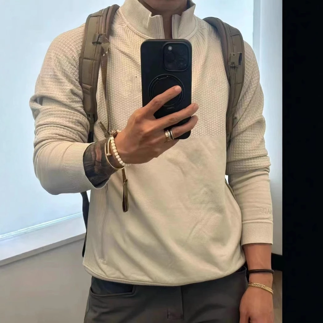 

Spring/Summer Half-Zip Texture City Outdoor Sports Base Shirt Hoodie Show Strong Muscle Sense Urban Exploration Top