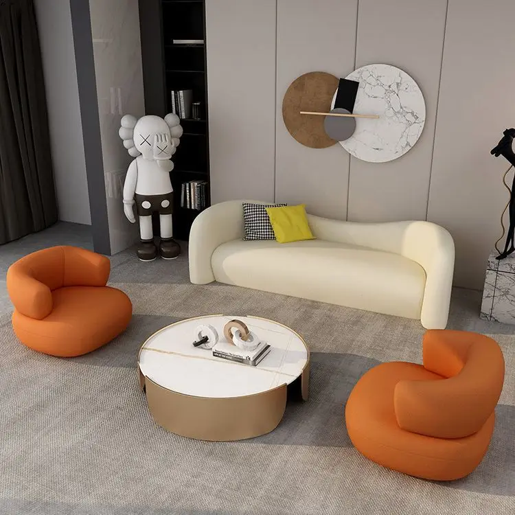 Fabric sofa living room small apartment creative Nordic lamb wool technology cloth sofa