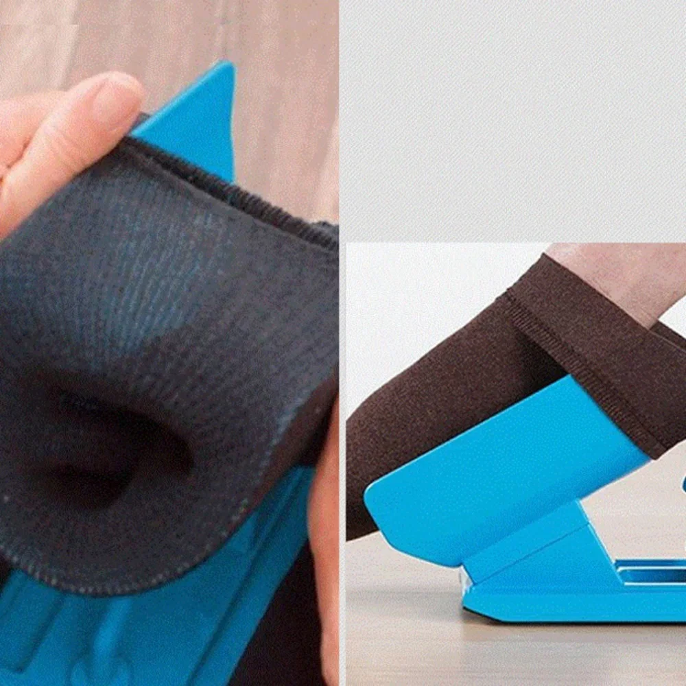 Portable Blue Sock Slider Aid Helper Kit Helps Put Socks On Off No Bending Shoes Horn Suitable Socks Foot Flexible Brace Support