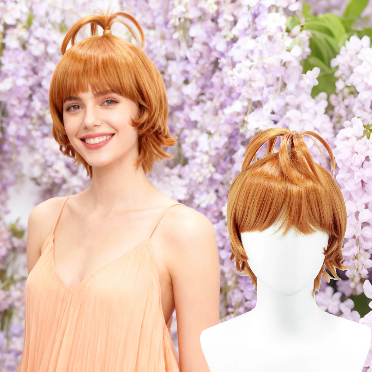 

Оранжево-коричневый парик с двойной косой, челкой, пышными слоями, глянцевый, мягкий, для косплея и индивидуального стиля, синтетический парик