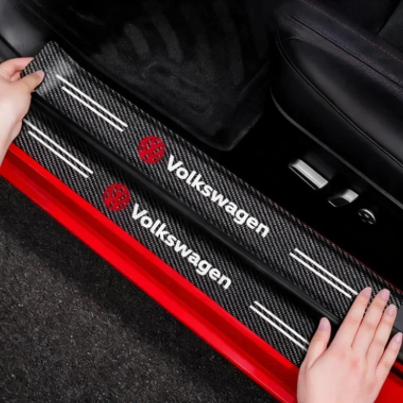 

High Gloss Carbon Fiber Door Sill Protectors for VW Sedan & SUV Models, Scratch Resistant Easy to Install Kit