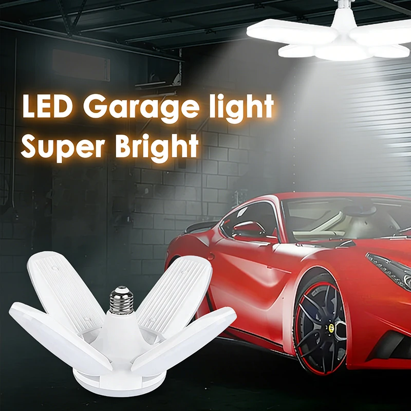 

Светодиодная лампа со складным вентилятором E27 220 В 110 В, 3000 К 6500 К, яркая потолочная лампа с регулируемой яркостью, дом, склад, гараж, офис - энергосбережение