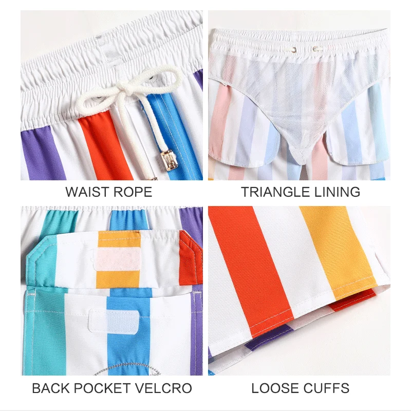 New Style Men Stripe Shorts Quick Drying Baggy Male Summer Shorts Men Fashion Beach Shorts Men Board Shorts GMA2038