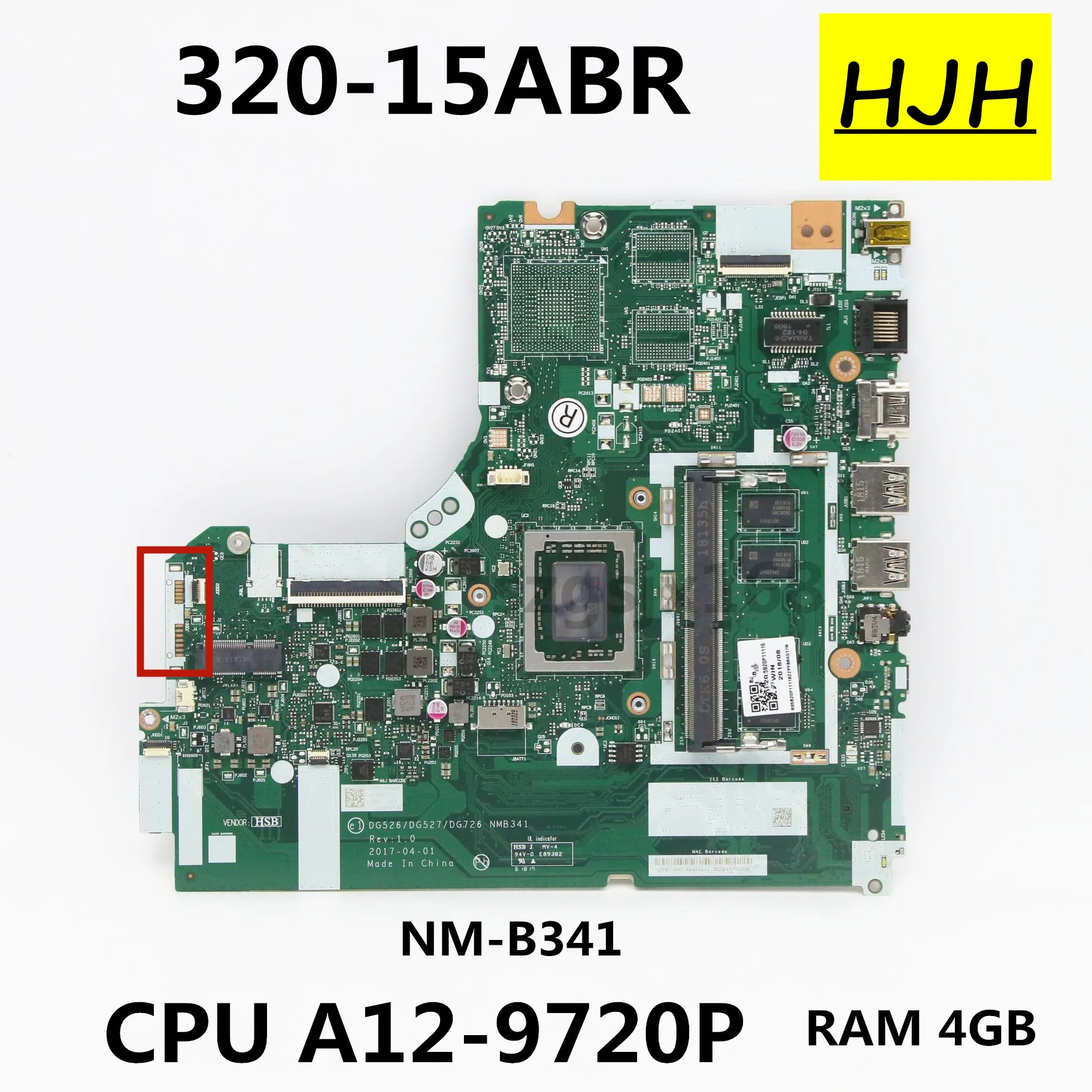 

FOR Lenovo IdeaPad 320-15ABR laptop motherboard NMB341 / NM-B341 with CPU A12-9720P RAM 4G FUR 5B20P1116 100% test