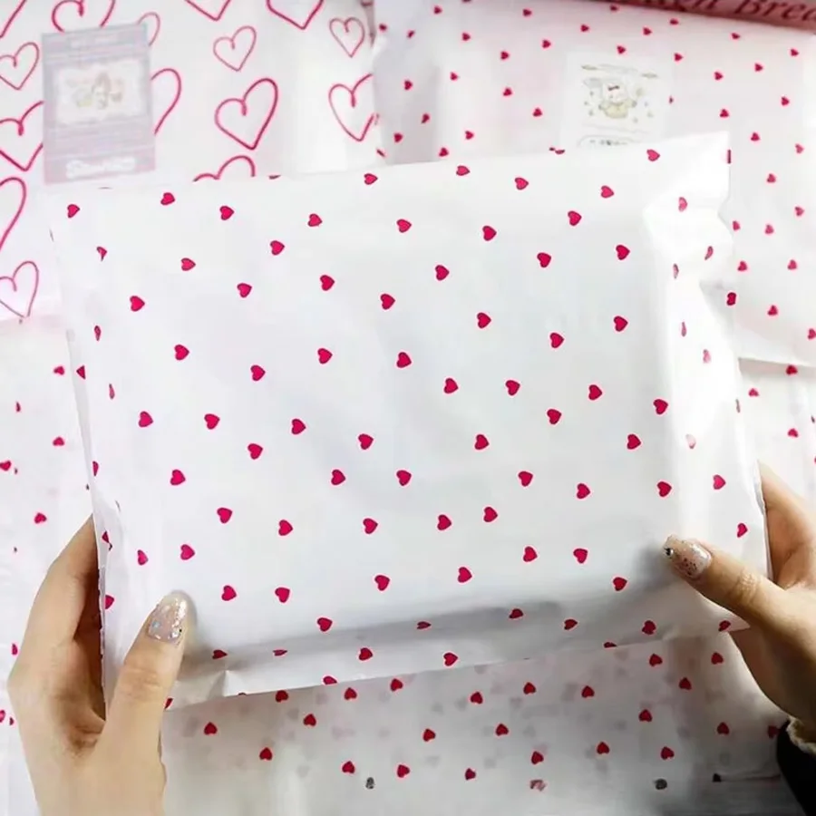 10Pcs Bow Knot And Heart Design Packaging Bags Waterproof Logistics Clothing Postal Pouch Custom Plastic Shipping Mailing Bag
