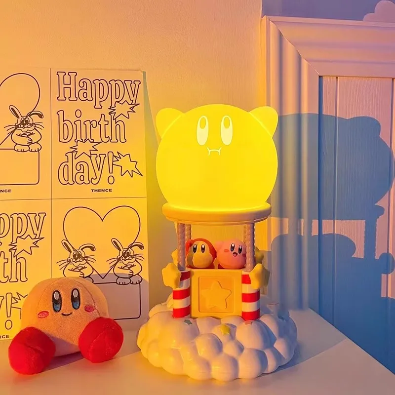 Genuino Kirby Waddle Dee Pat figura de luz Kirby silicona lámpara de noche Sensor táctil juguetes atmósfera lámpara dormitorio mesita de noche lámpara
