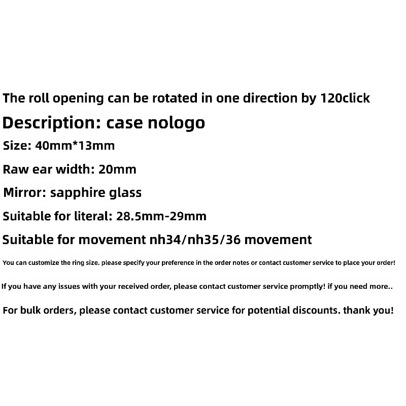 Accessori per la modifica dell'orologio Cassa nera Foglio inferiore piatto trasparente Vetro zaffiro 40MM per movimento NH35