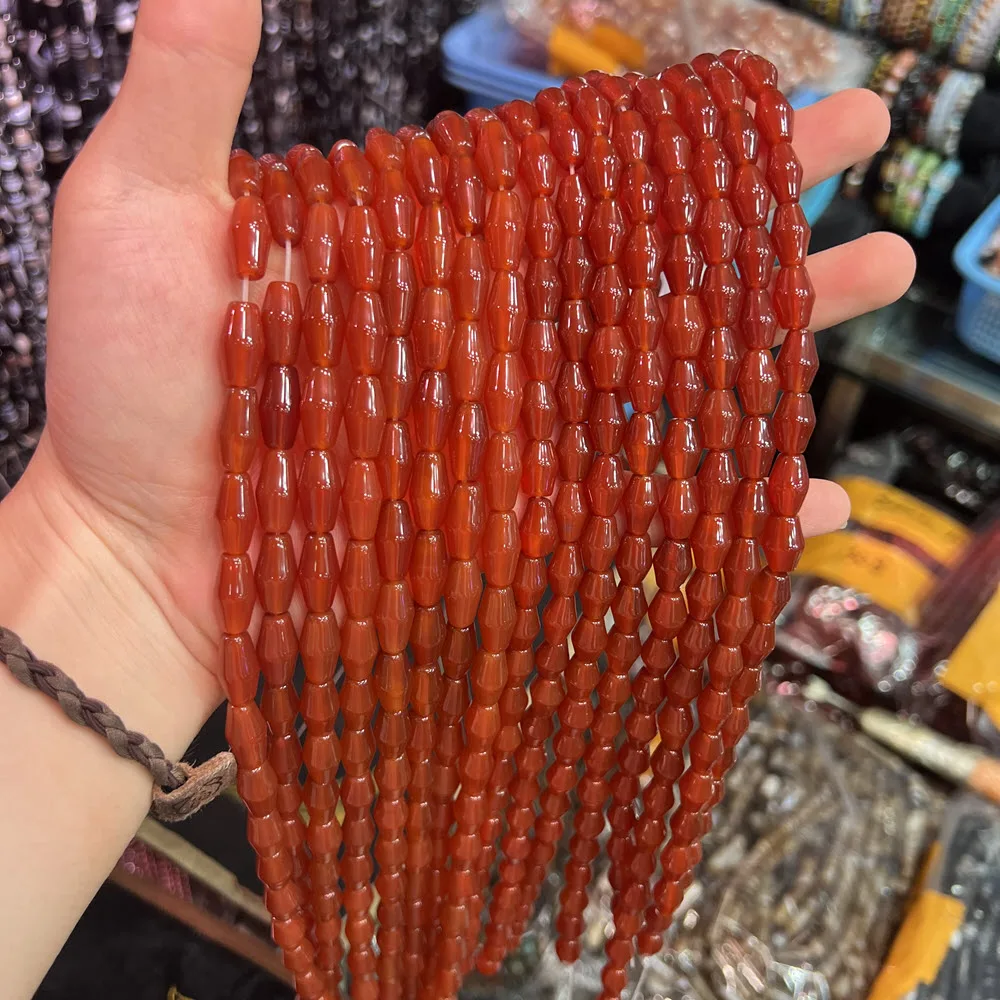 Natural Red Agate Stone Beads 8x16mm 8x12mm Spacer Oval Bead Beaded 15'' Strand For DIY Jewelry Making Bracelet Accessories Red