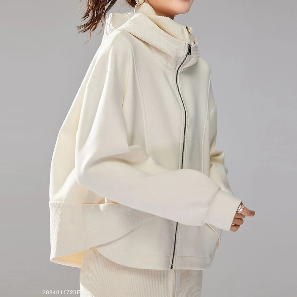 

2025 spring new fashion Korean version of thin and versatile temperament high sense air layer hooded short coat women