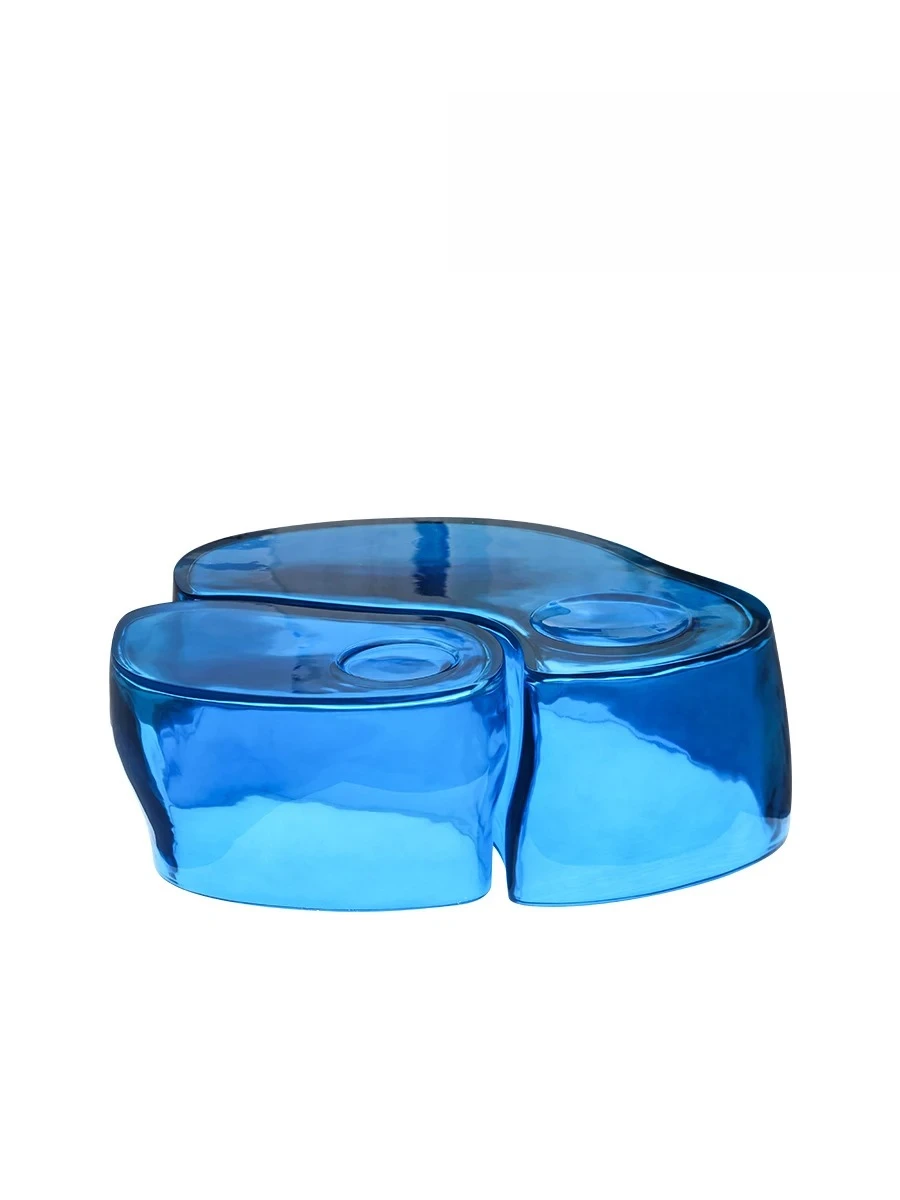 Para Mesa centro lujo para apartamento pequeño, mesa té ovalada resina transparente con costuras para sala estar