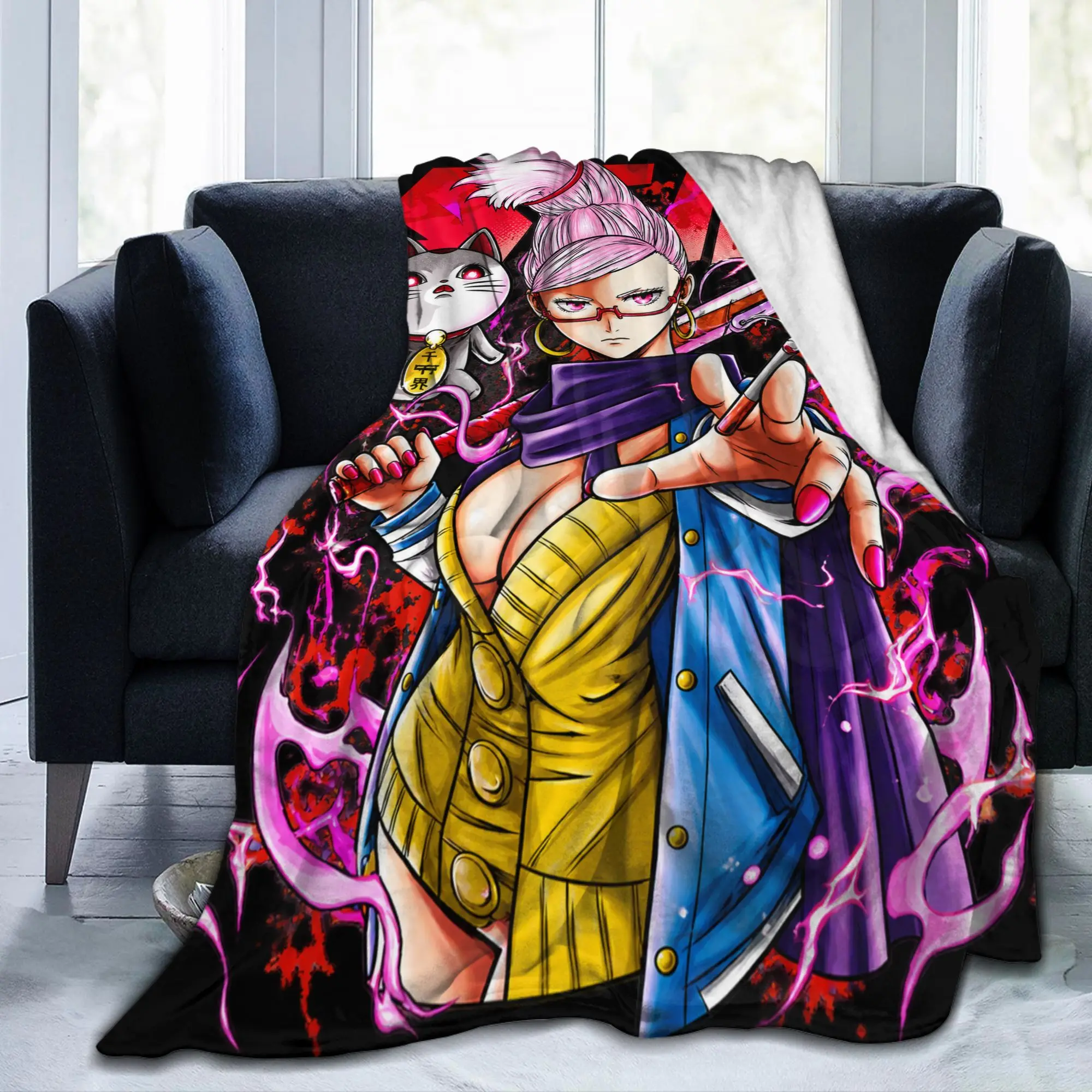 Seiko Ayase Turbo Granny Medium Manga Flannel Blanket Dandadan Anime Warm Soft Throw Blanket for Couch Bed Bedspread Bed Cover