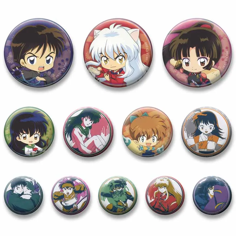 Sesshomaru Inuyasha Kikyo Naraku Kagome Higurashi Anime Badges Cartoon Lapel Pins Hat Bag Shoes Brooch Ornaments Jewelry Gifts