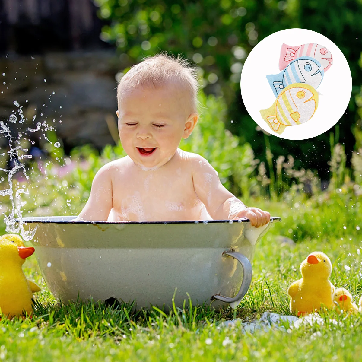 3 قطع من إسفنجة الاستحمام الكرتونية المصنوعة من القطن والبوليستر الناعم بتصميم مريح وكرة استحمام رائعة وإسفنجة استحمام للأطفال #3