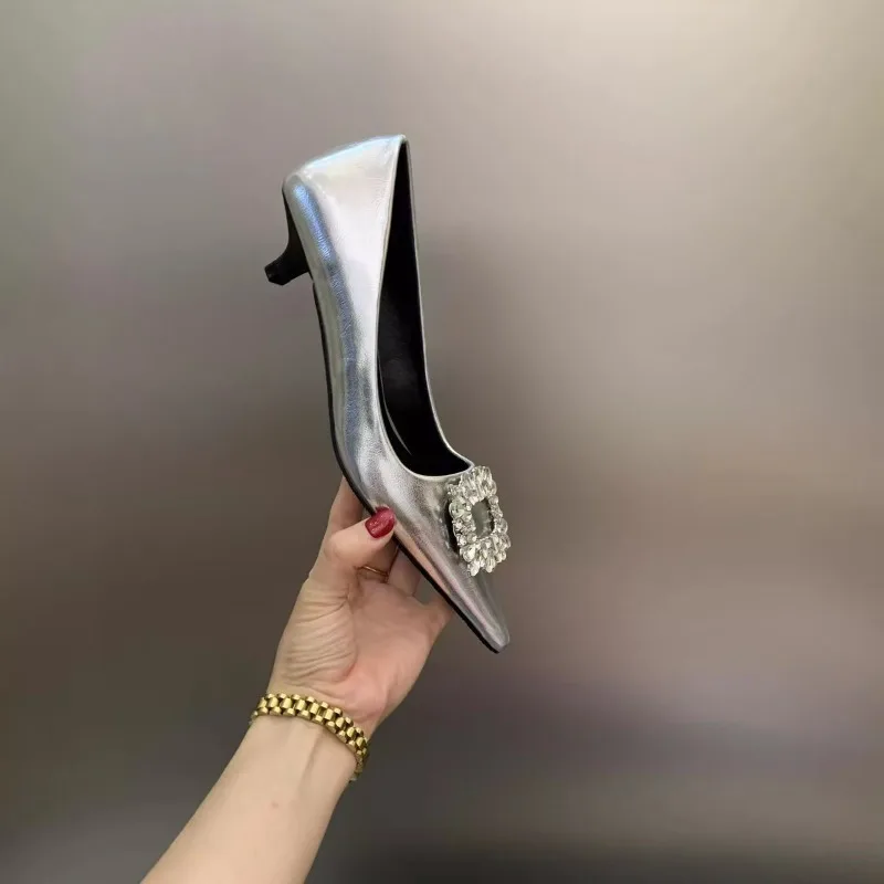 

Gladiator Sandals Women's Rhinestone Square Buckle Low Heel High Heels Fashionable Daily Versatile Party Shoes