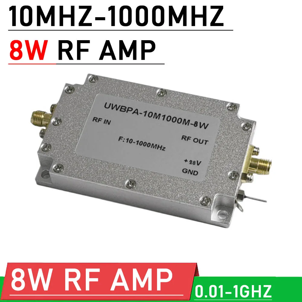 Amplificador de rf para Radioamadorismo Walkie Talkie Remoto de Onda Curta Banda Larga Poder Amp Uwb hf Vhf Uhf fm 101000mhz 36db 8w 433m