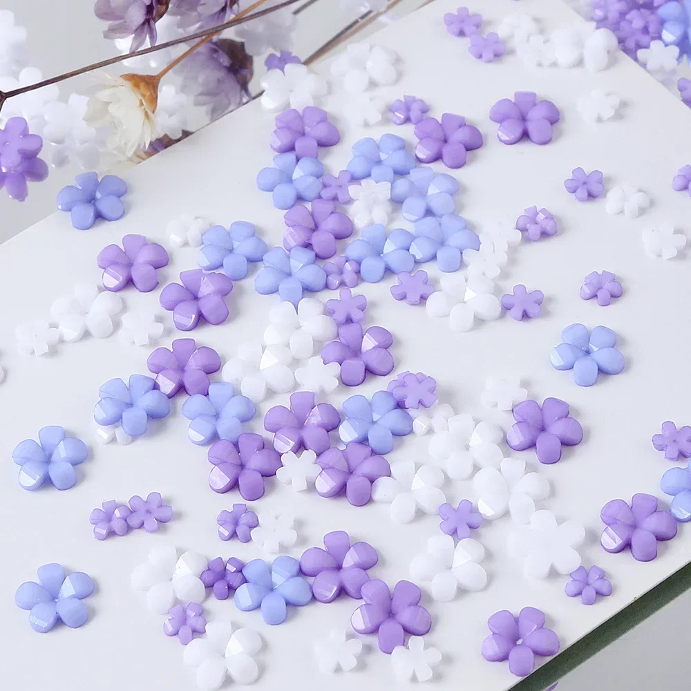 400pcs Acrylic Flower 3D Nail Art Decorations Spring Summer Resin Flower Nail Charms Design Rhinestones DIY Manicure Accessories