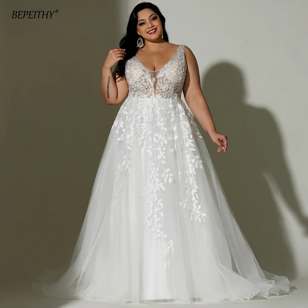 BEPEITHYCustomized Lace Boho Wedding Dress 2022 For Plus Size Women Bride Sleeveless A Line Ivory V Neck White Curve Bridal Gown - AliExpress 320 BEPEITHYCustomized Lace Boho Wedding Dress 2022 For Plus Size Women Bride Sleeveless A Line Ivory V Neck White Curve Bridal Gown - AliExpress 320