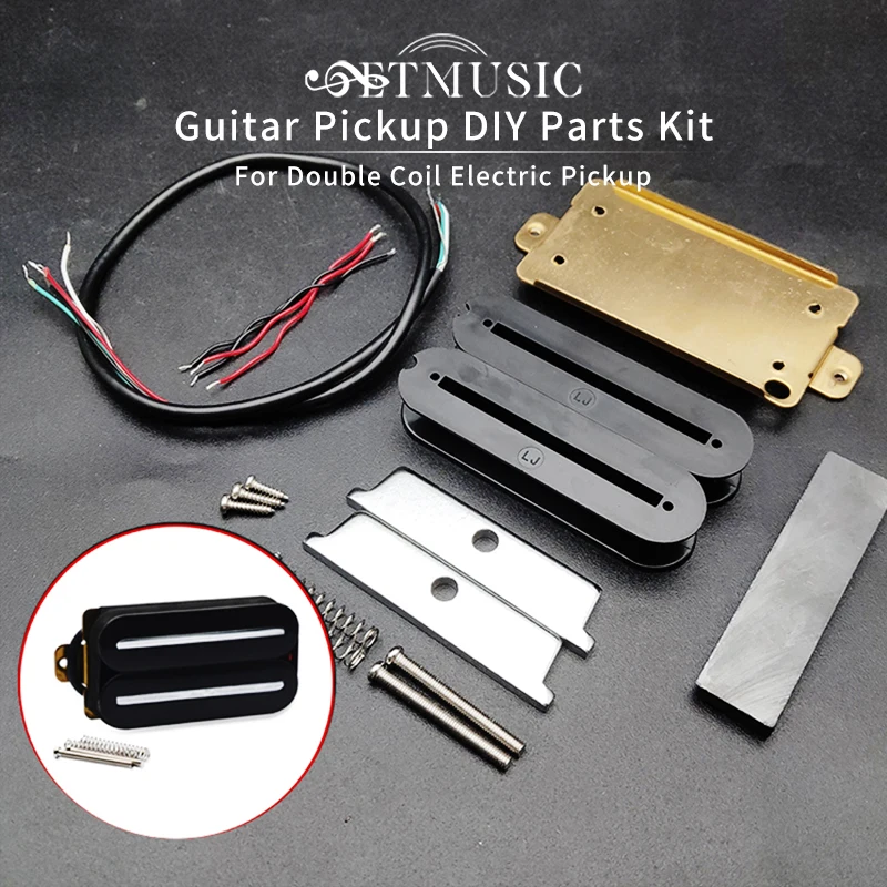 Humbucker Electric Guitar DIY Kit Double Coil Pickup Bobbin/Ceramic Bar/Cable/Blade/Baseplate/Plastic Gasket Pieces Guitar Parts