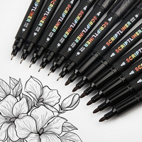 6/12Pcs Dual Tip Fineliner Pen Set, Waterproof Quick-Dry Black Ink, Multi-Nib Drawing Liner Markers for Sketching, Journaling