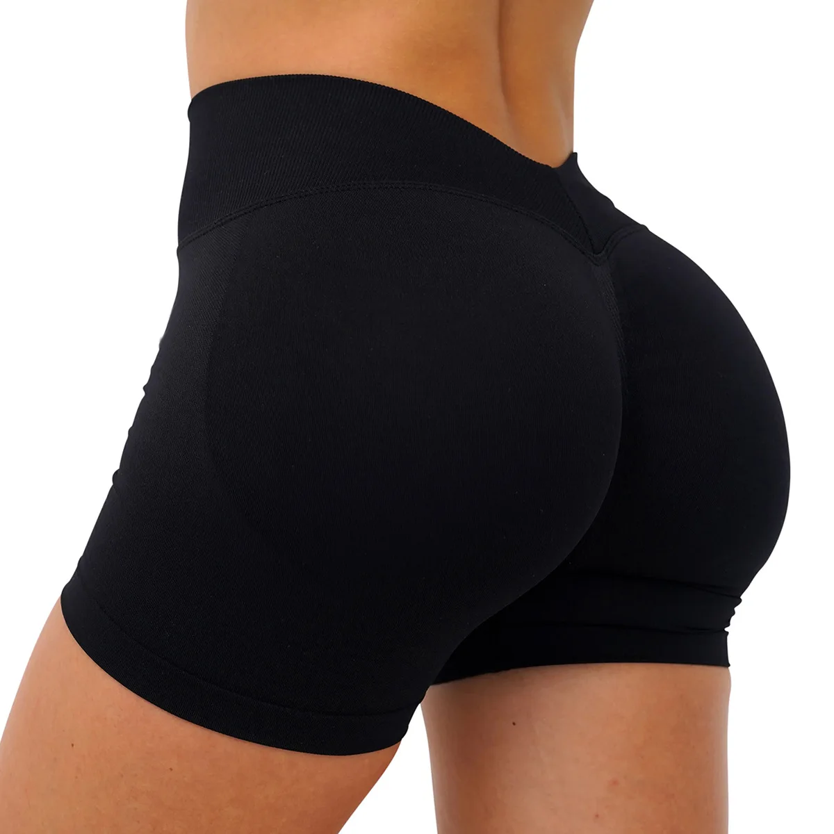 Seamless Workout Shorts for Women, V-Waistband Tight Fit Shorts, 3-Inch Yoga Running Shorts image 2