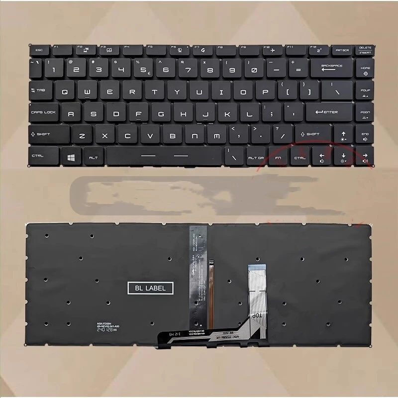 LL+ New For MSI Thin 15 MS-16R8 MS-16RK Laptop US keyboard with white backlit