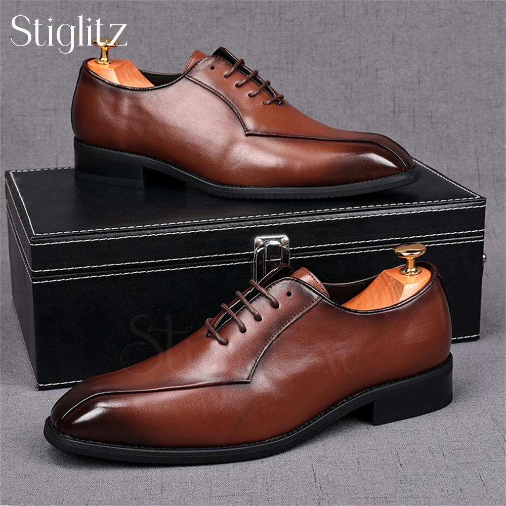 

Polished Oxford Shoes for Men Soft Leather Handmade Shoes Sewing Design Elegant Banquet Shoes Wedding Leather Shoes Black Brown